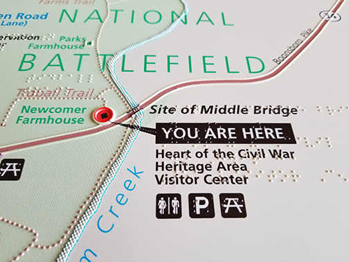A tactile map of the Antietam battlefield.
